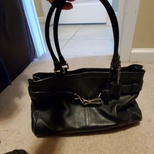 Black leather Coach purse